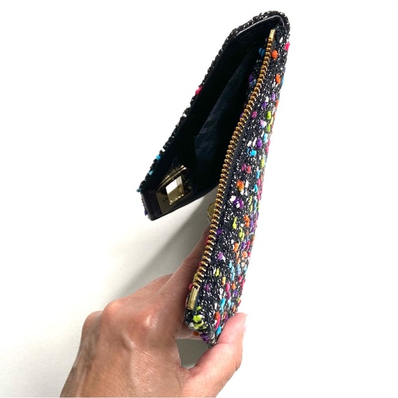 Diane Von Furstenburg Agent Karlie Confetti Tweed Zip On Clutch - Picture 6 of 15